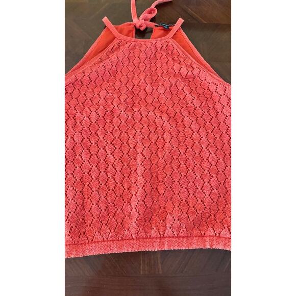 Boston Proper Coral Crochet Halter Top Size M Lined - Picture 14 of 16